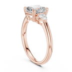 Asscher Cut Three Stone Diamond Engagement Ring with Trillion Side Stones