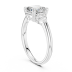 Asscher Cut Three Stone Diamond Engagement Ring with Trillion Side Stones