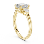 Asscher Cut Three Stone Diamond Engagement Ring with Trillion Side Stones