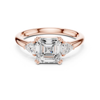 Asscher Cut Three Stone Diamond Engagement Ring with Trillion Side Stones