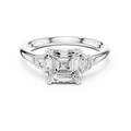 Asscher Cut Three Stone Diamond Engagement Ring with Trillion Side Stones