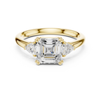 Asscher Cut Three Stone Diamond Engagement Ring with Trillion Side Stones