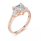 Heart Cut Three Stone Diamond Engagement Ring with Trillion Side Stones