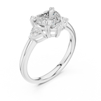 Heart Cut Three Stone Diamond Engagement Ring with Trillion Side Stones