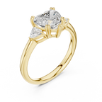 Heart Cut Three Stone Diamond Engagement Ring with Trillion Side Stones