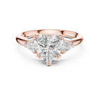 Heart Cut Three Stone Diamond Engagement Ring with Trillion Side Stones