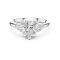 Heart Cut Three Stone Diamond Engagement Ring with Trillion Side Stones