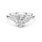 Heart Cut Three Stone Diamond Engagement Ring with Trillion Side Stones
