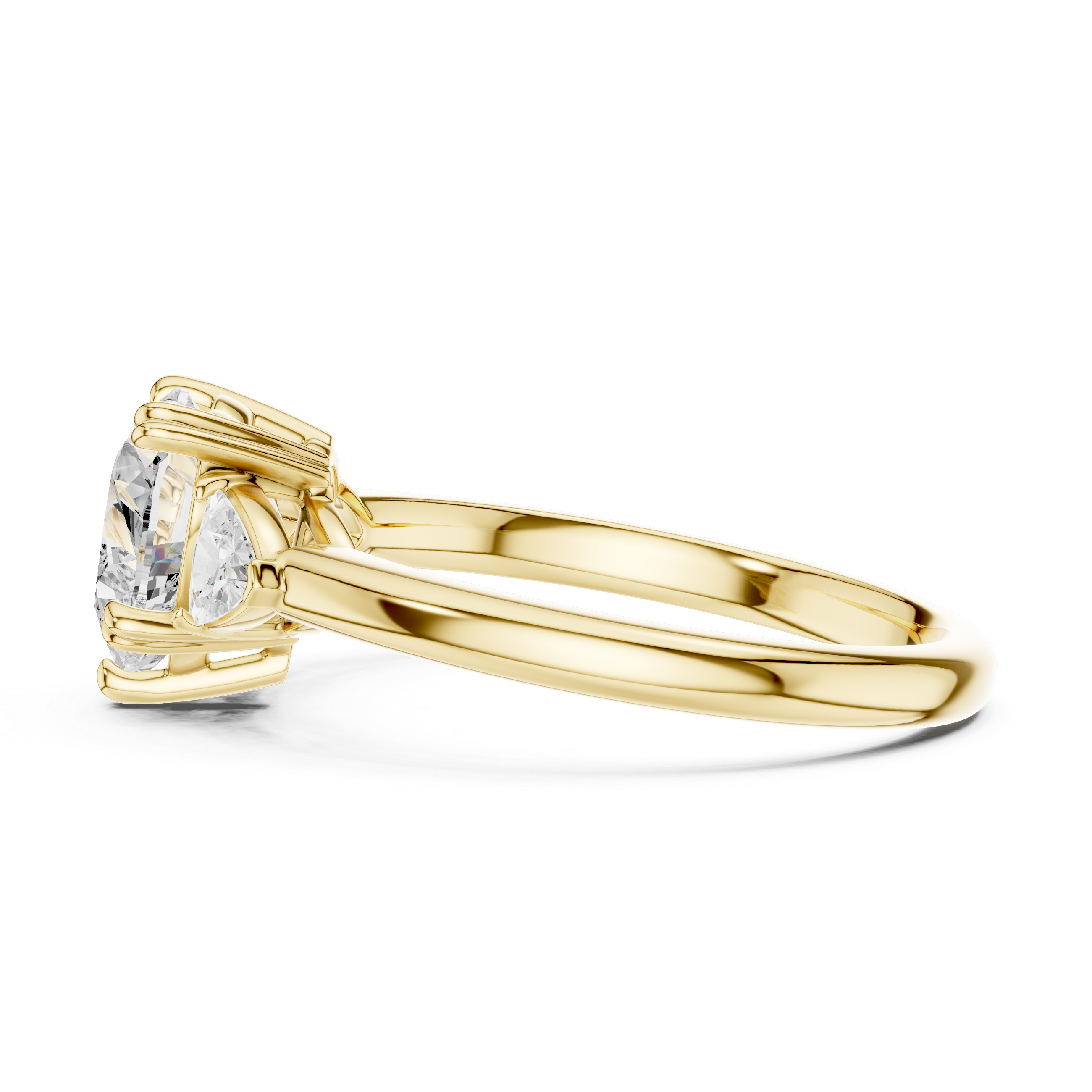 Heart Cut Three Stone Diamond Engagement Ring with Trillion Side Stones