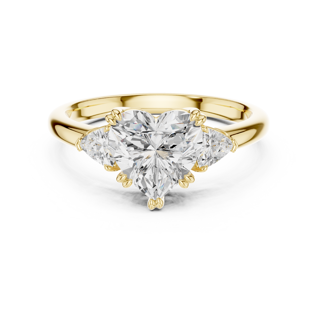 Heart Cut Three Stone Diamond Engagement Ring with Trillion Side Stones