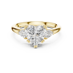 Heart Cut Three Stone Diamond Engagement Ring with Trillion Side Stones