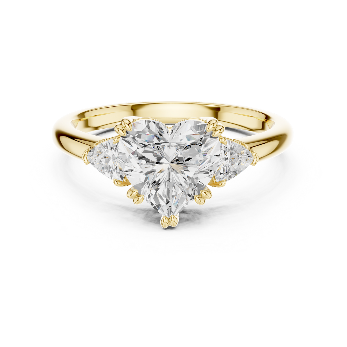 Heart Cut Three Stone Lab Grown Diamond Engagement Ring with Trillion Side Stones – Style – view 9 of 12 | Jewelix Atelier