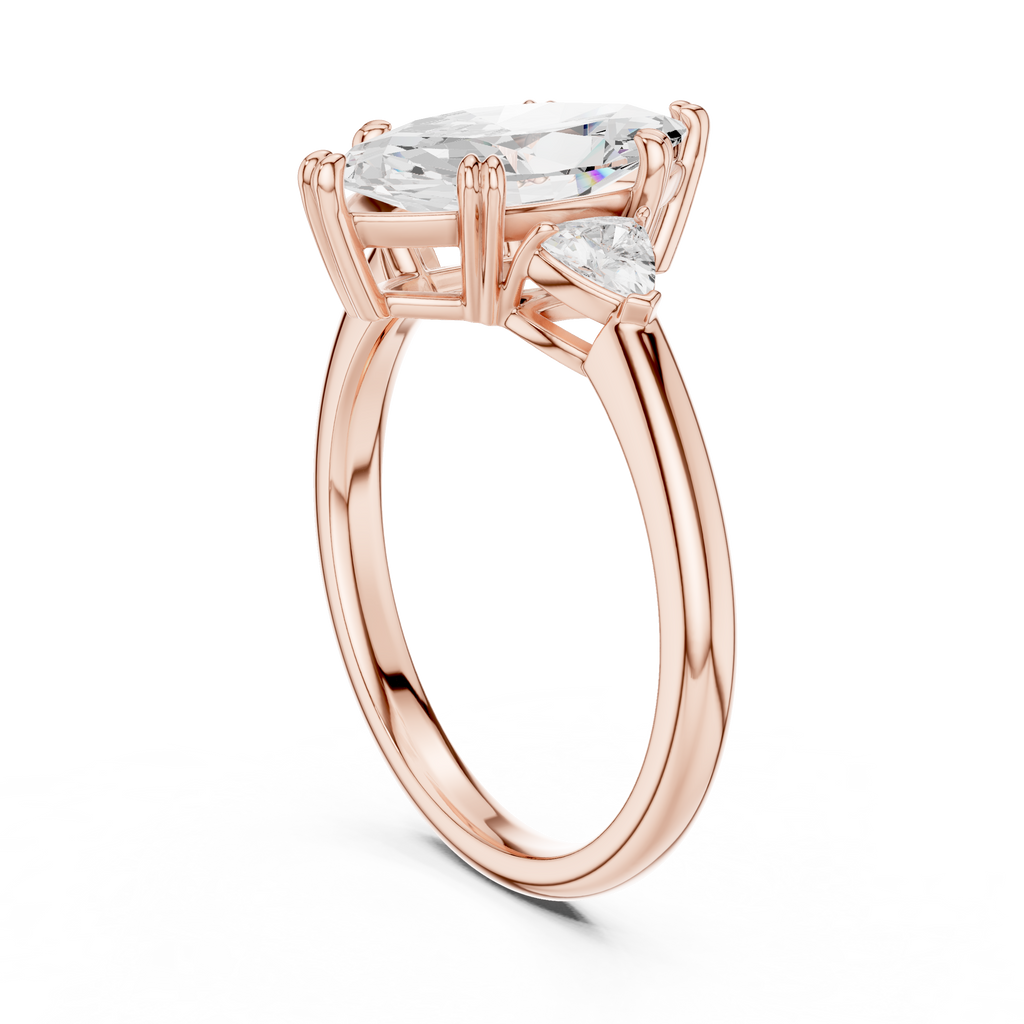 Marquise Cut Three Stone Diamond Engagement Ring with Trillion Side Stones