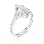 Marquise Cut Three Stone Diamond Engagement Ring with Trillion Side Stones