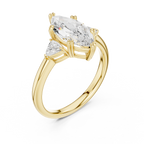 Marquise Cut Three Stone Diamond Engagement Ring with Trillion Side Stones
