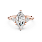 Marquise Cut Three Stone Diamond Engagement Ring with Trillion Side Stones