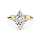 Marquise Cut Three Stone Diamond Engagement Ring with Trillion Side Stones