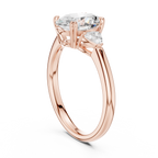 Oval Cut Three Stone Diamond Engagement Ring with Trillion Side Stones