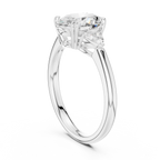 Oval Cut Three Stone Diamond Engagement Ring with Trillion Side Stones