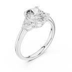 Oval Cut Three Stone Diamond Engagement Ring with Trillion Side Stones