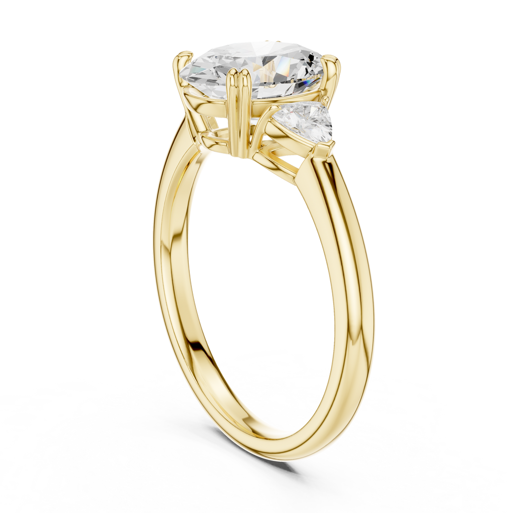 Oval Cut Three Stone Diamond Engagement Ring with Trillion Side Stones