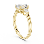 Oval Cut Three Stone Diamond Engagement Ring with Trillion Side Stones
