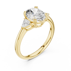 Oval Cut Three Stone Diamond Engagement Ring with Trillion Side Stones