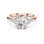 Oval Cut Three Stone Diamond Engagement Ring with Trillion Side Stones