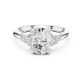 Oval Cut Three Stone Diamond Engagement Ring with Trillion Side Stones