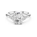 Oval Cut Three Stone Diamond Engagement Ring with Trillion Side Stones