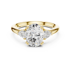 Oval Cut Three Stone Diamond Engagement Ring with Trillion Side Stones