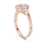 Pear Cut Three Stone Diamond Engagement Ring with Trillion Side Stones