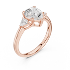 Pear Cut Three Stone Diamond Engagement Ring with Trillion Side Stones