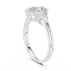 Pear Cut Three Stone Diamond Engagement Ring with Trillion Side Stones