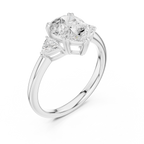 Pear Cut Three Stone Diamond Engagement Ring with Trillion Side Stones