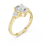 Pear Cut Three Stone Diamond Engagement Ring with Trillion Side Stones