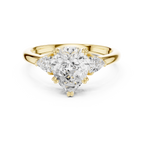 Pear Cut Three Stone Diamond Engagement Ring with Trillion Side Stones