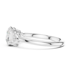 Round Cut Three Stone Diamond Engagement Ring with Trillion Side Stones