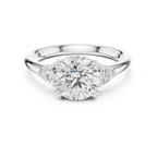 Round Cut Three Stone Diamond Engagement Ring with Trillion Side Stones