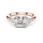 Emerald Cut Three Stone Engagement Ring with Trillion Side Diamonds