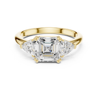Emerald Cut Three Stone Engagement Ring with Trillion Side Diamonds