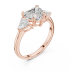 Heart Cut Three Stone Diamond Engagement Ring with Trillion Side Stones