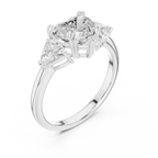 Heart Cut Three Stone Diamond Engagement Ring with Trillion Side Stones