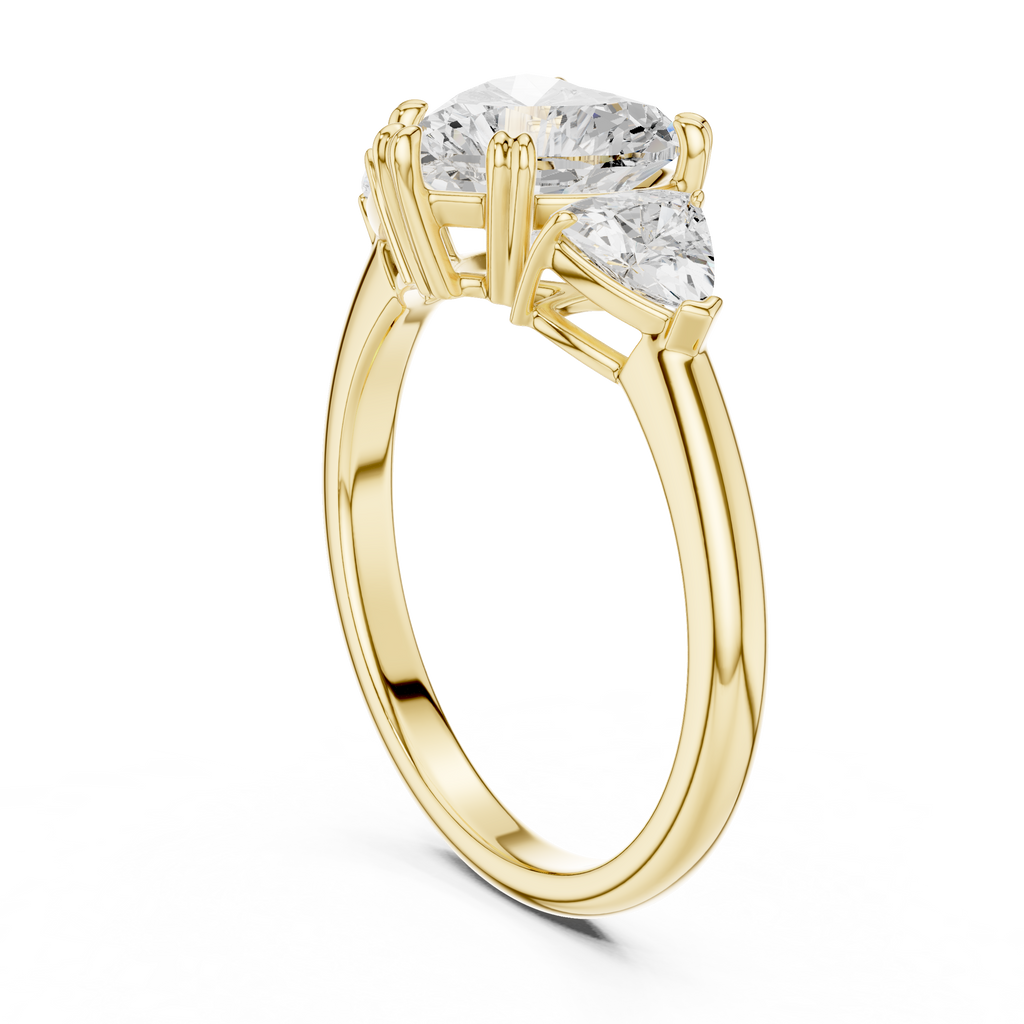 Heart Cut Three Stone Diamond Engagement Ring with Trillion Side Stones