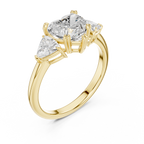 Heart Cut Three Stone Diamond Engagement Ring with Trillion Side Stones
