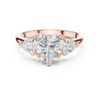 Heart Cut Three Stone Diamond Engagement Ring with Trillion Side Stones