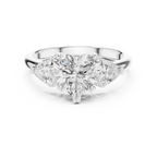 Heart Cut Three Stone Diamond Engagement Ring with Trillion Side Stones