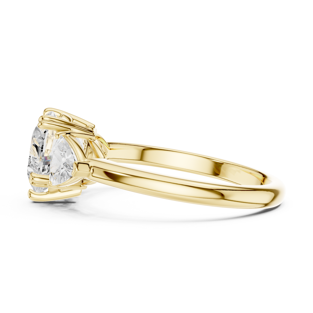 Heart Cut Three Stone Diamond Engagement Ring with Trillion Side Stones