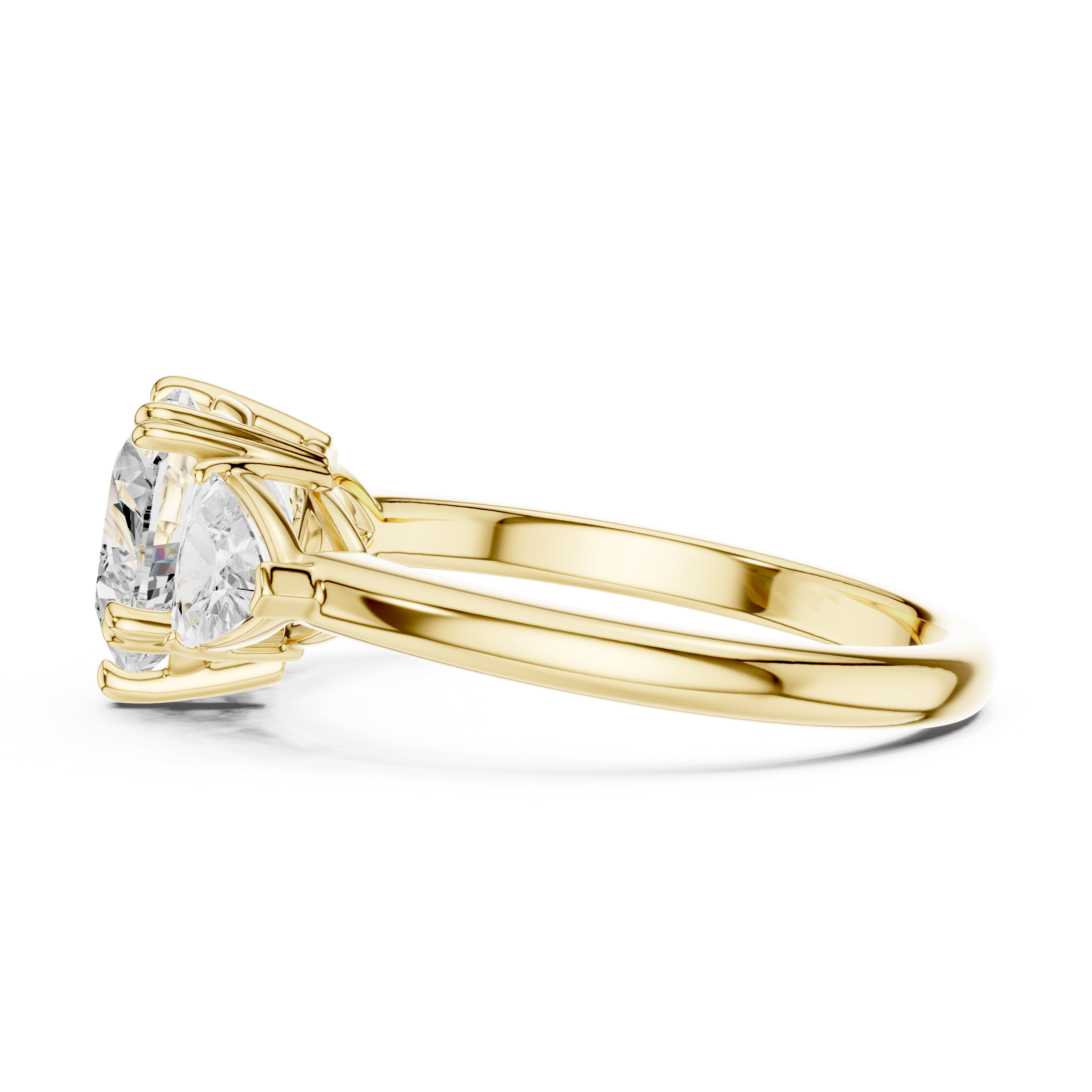 Heart Cut Three Stone Diamond Engagement Ring with Trillion Side Stones