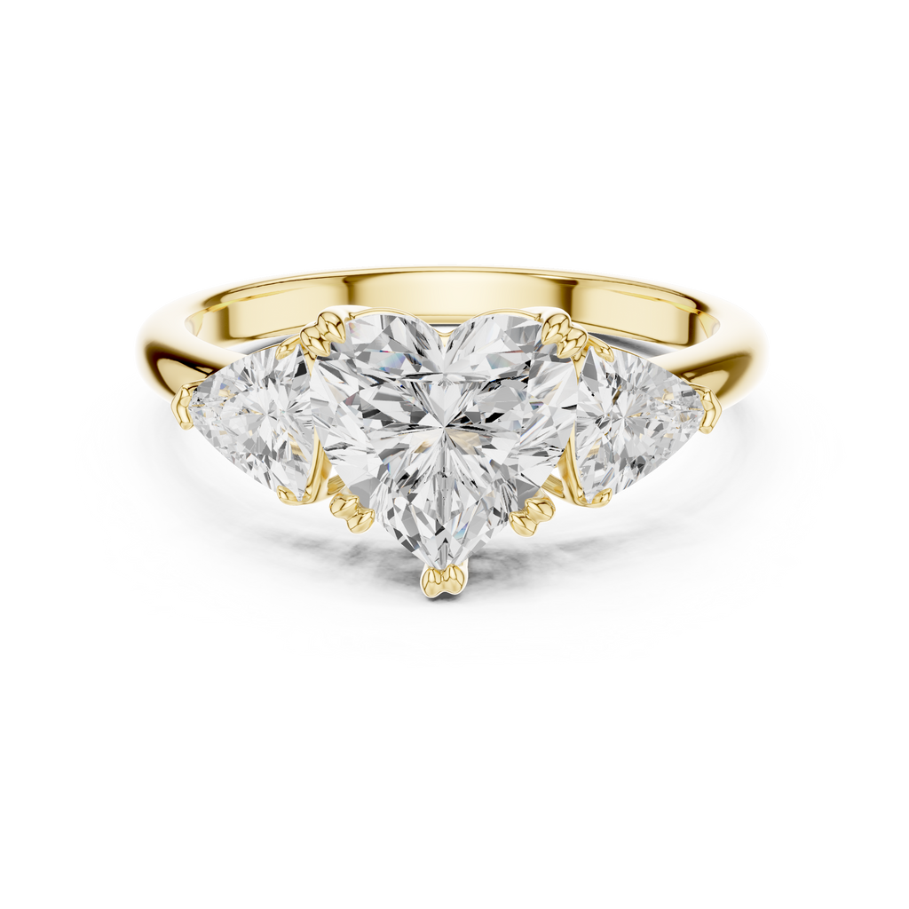 Heart Cut Three Stone Diamond Engagement Ring with Trillion Side Stones